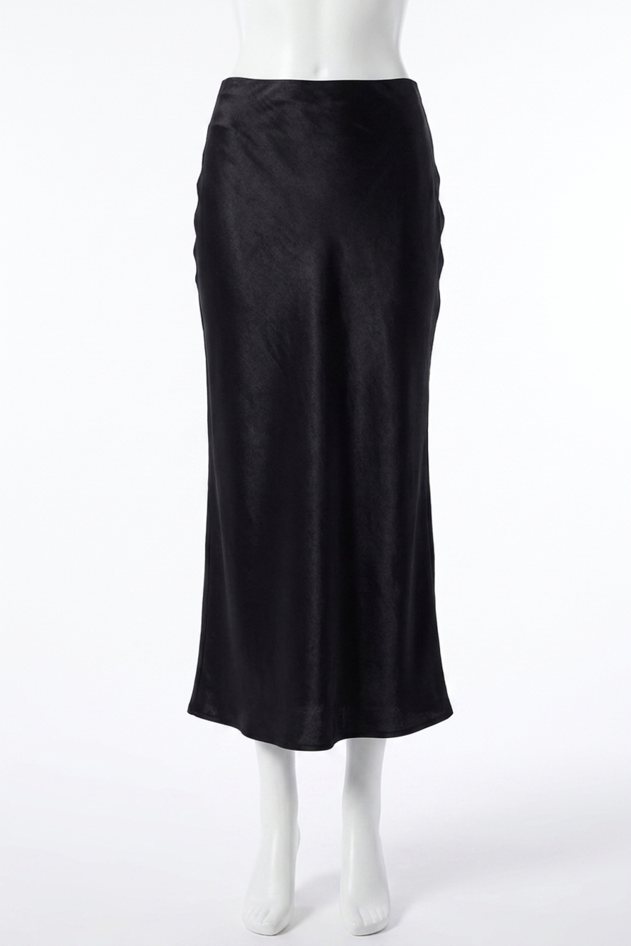 NEW BOBI bias cut maxi skirt in black